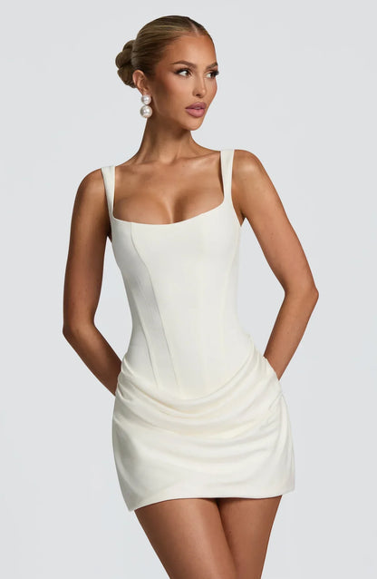 Vestido corto Cornelia - Marrón ciruela